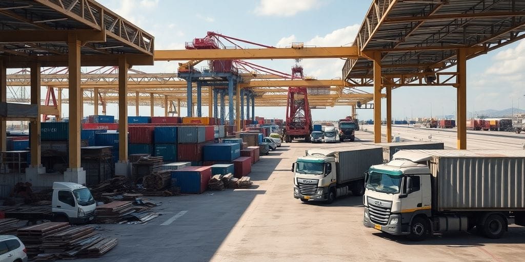 Terminais de carga com infraestrutura inadequada e bagunçada.