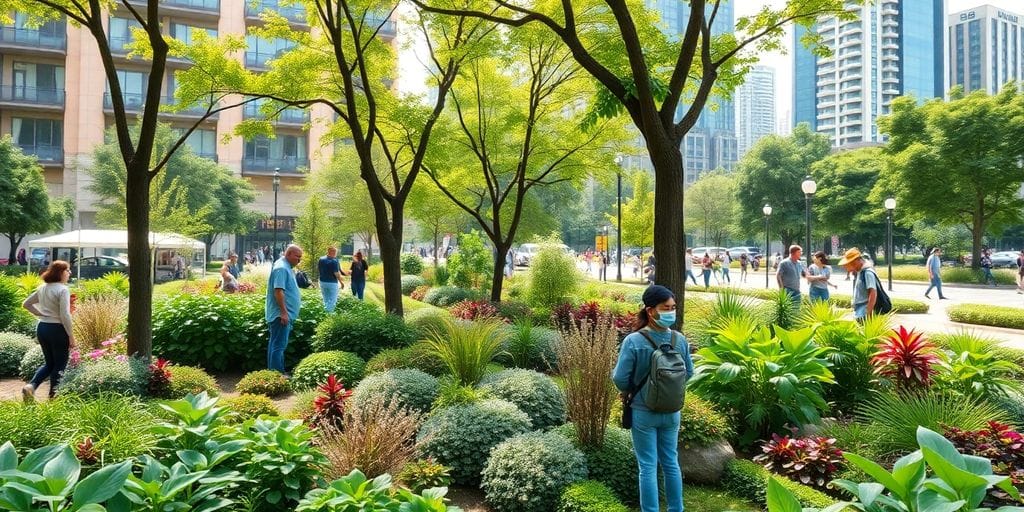 Biólogos urbanos em um ambiente natural e urbano.
