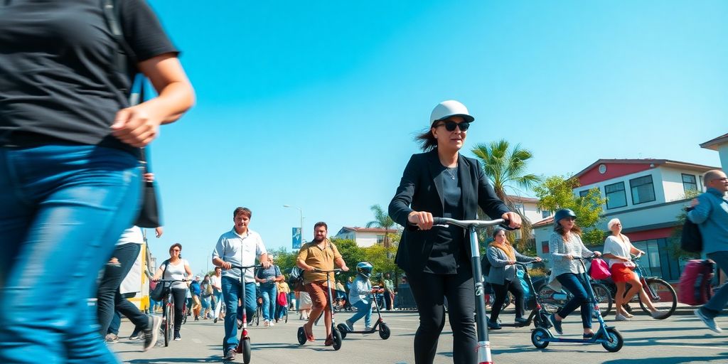 Pessoas caminhando ou andando de bicicleta na rua